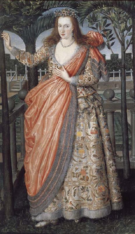 Robert Peake the Elder Portrait of a Lady of the Hampden family Norge oil painting art
